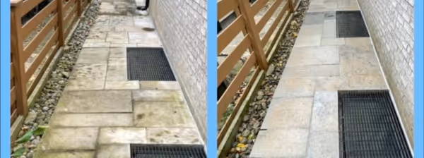 Before and after power washing